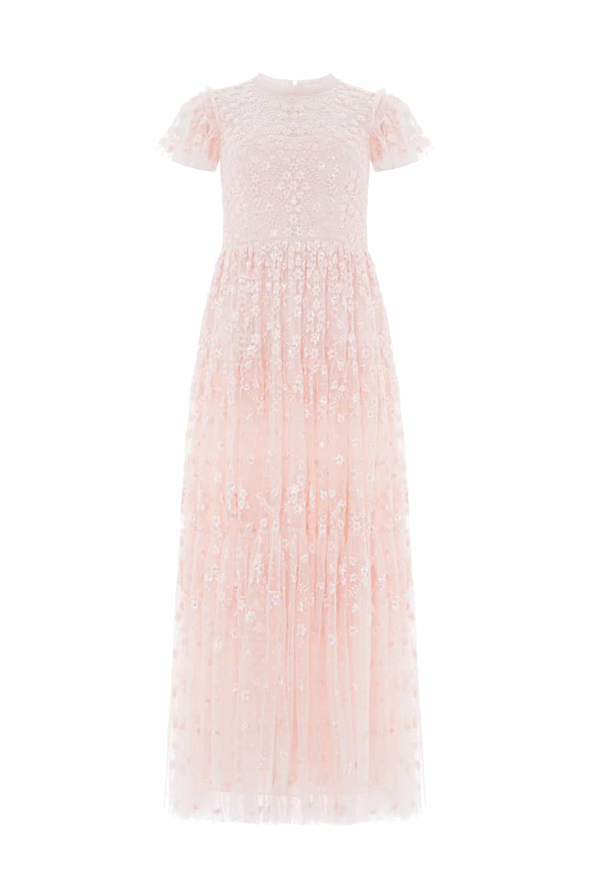 Clover Short Sleeve Ankle Gown Pink | Needle & Thread Clover Short Sleeve Ankle Gown Pink | Needle & Thread