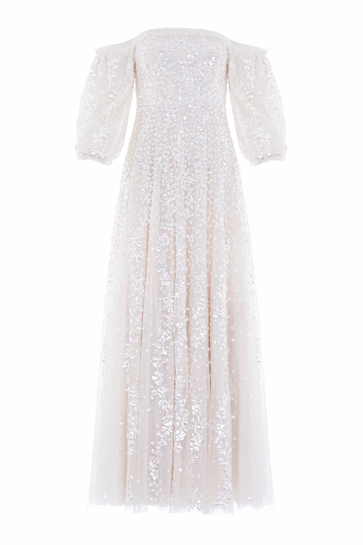 Confetti Gloss Off-Shoulder Gown Cream | Needle & Thread Confetti Gloss Off-Shoulder Gown Cream | Needle & Thread