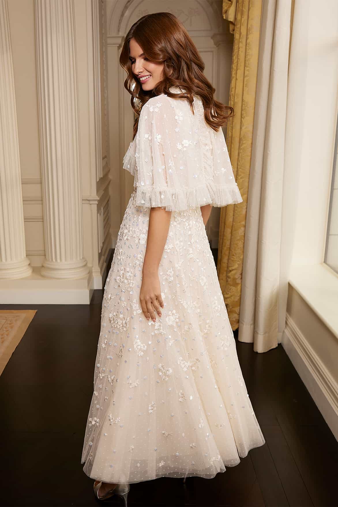 Dahlia Ditsy Short Cape Ankle Gown Dahlia Ditsy Short Cape Ankle Gown