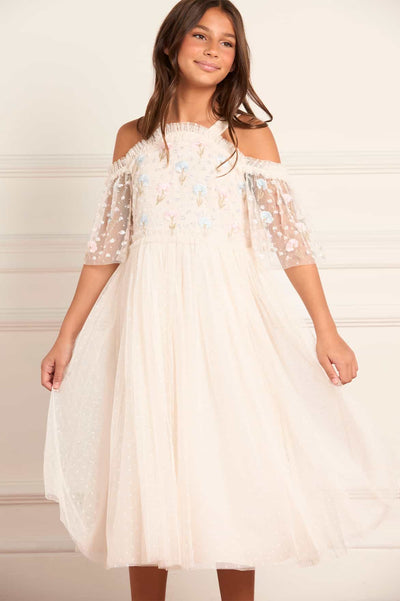 Dandelion Ditsy Bodice Off-Shoulder Kids Dress
