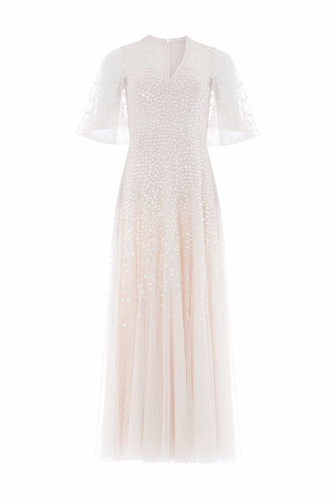 needle and thread deconstructed sequin evening dress NEEDLE & THREAD | Pistachio Green Deconstructed Sequin Gown