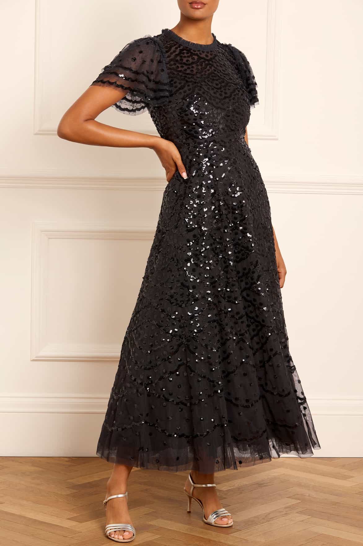 Deco Dot Ankle Gown Black | Needle & Thread Deco Dot Ankle Gown Black | Needle & Thread