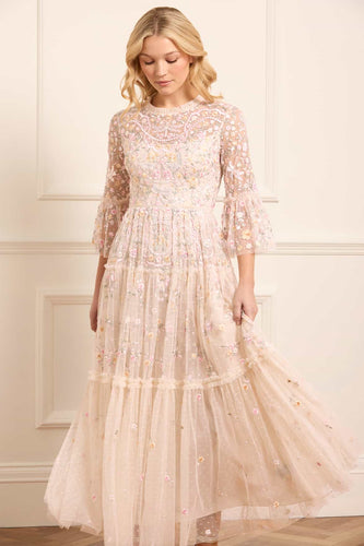 Dragonfly Garden Ankle Gown – Champagne | Needle & Thread