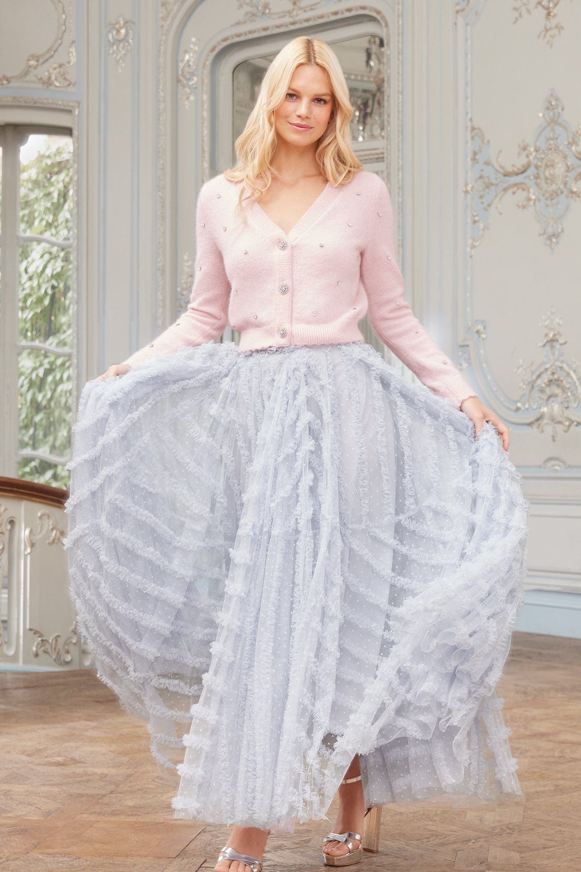 Luxury Handknit Cotton Women's Crop Cardigan in Rose Pink