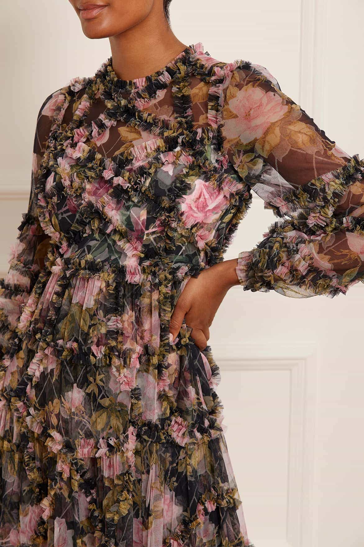 pink and black flower dress Floral Small %0D%0AYKK%20zipper%20(known%20as%20the%20most%20durable%20and%20reliable%20zippers%20manufactured%20today) First Birthday dress, Pink and