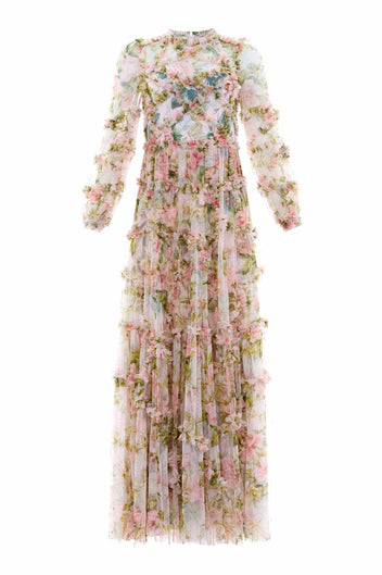 English Rose Diamond Ruffle Gown – Pink | Needle & Thread