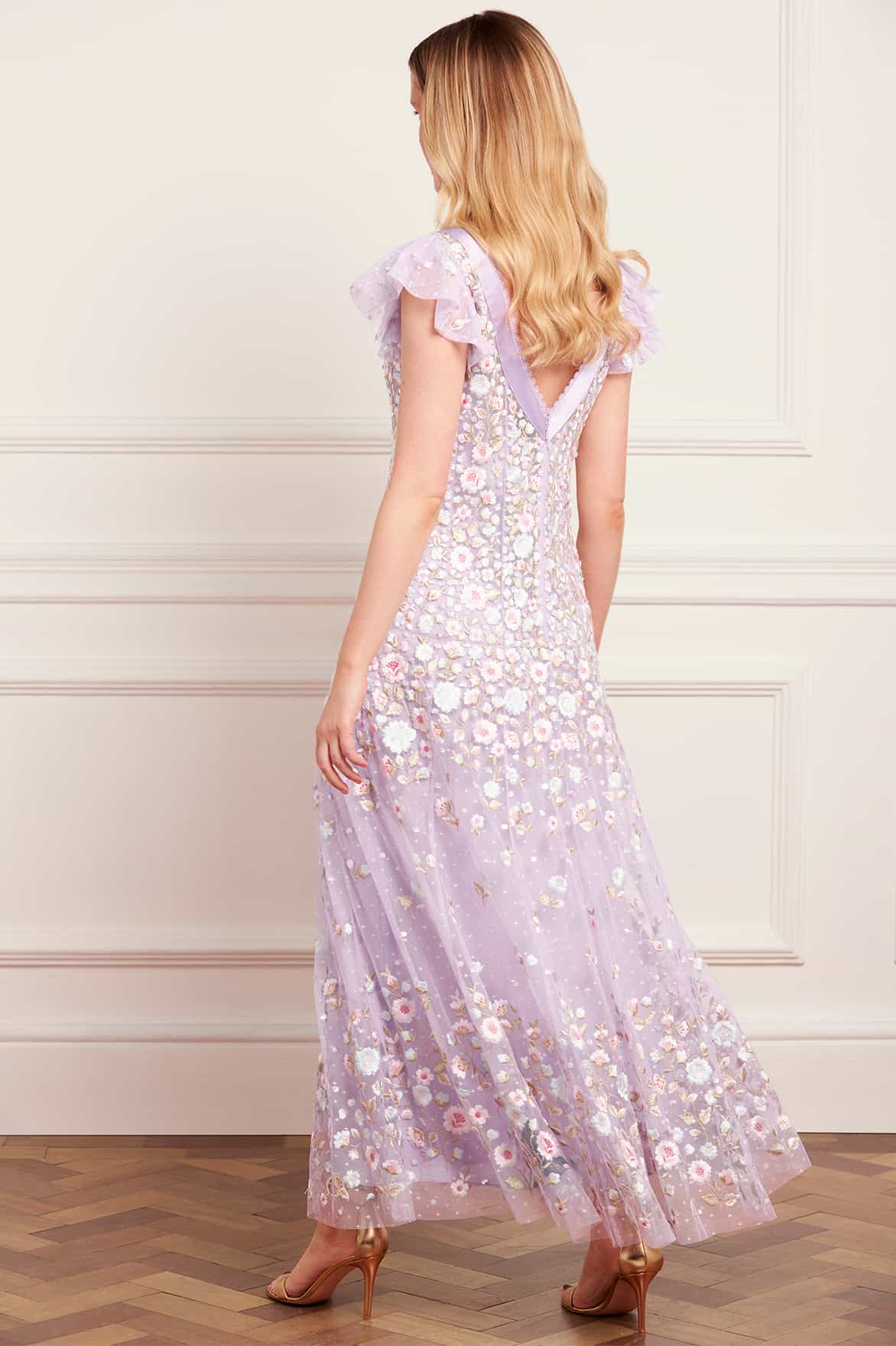 Ethereal Blooms Short Sleeve Ankle Gown – Purple Ethereal Blooms Short Sleeve Ankle Gown – Purple