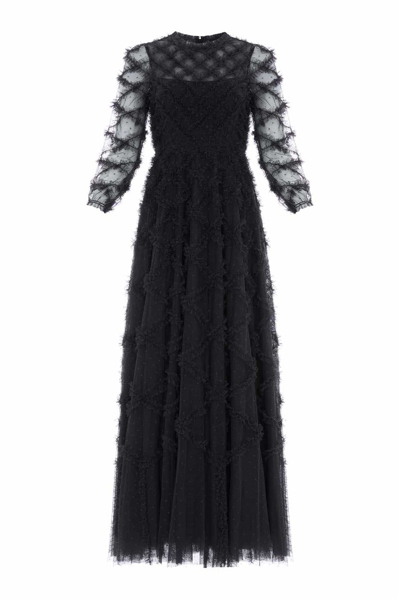 Evelyn Long Sleeve Gown – Black | Needle & Thread