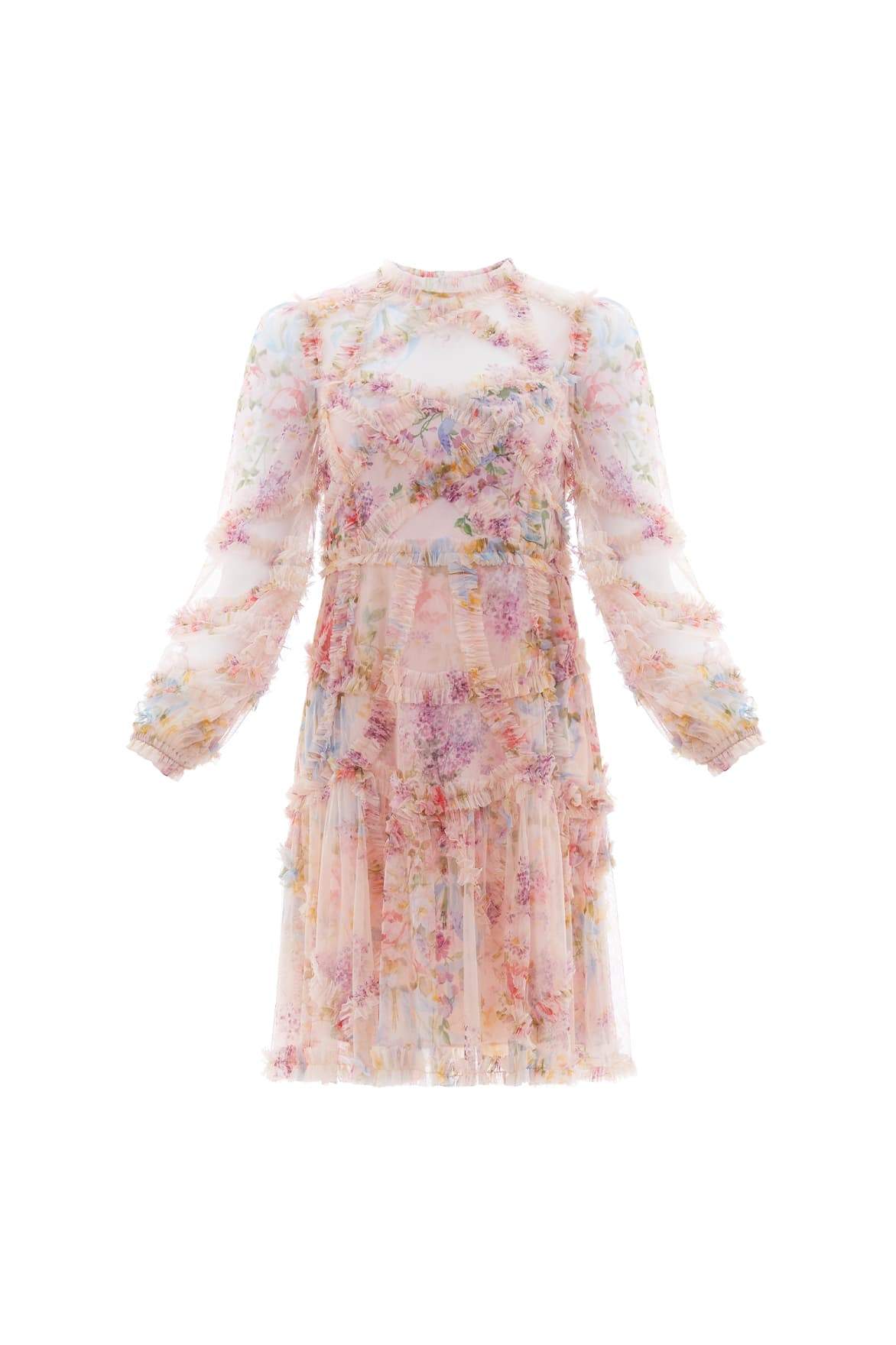 Floral Diamond Ruffle Dress Multi | Needle & Thread Floral Diamond Ruffle Dress Multi | Needle & Thread