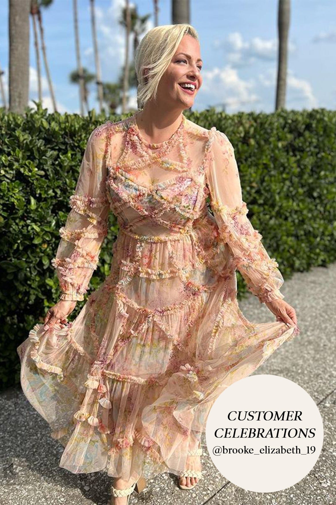 Floral Diamond Ruffle Gown Floral Diamond Ruffle Gown