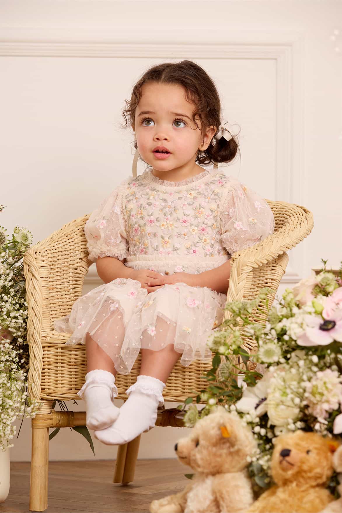 infant cream dress Garland Ribbon Baby Dress