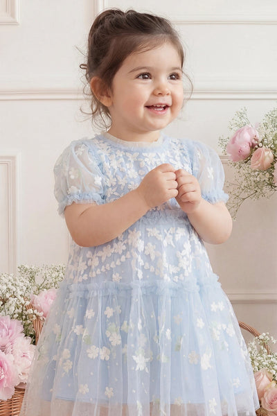 Garland Ribbon Baby Dress – Blue | Needle & Thread