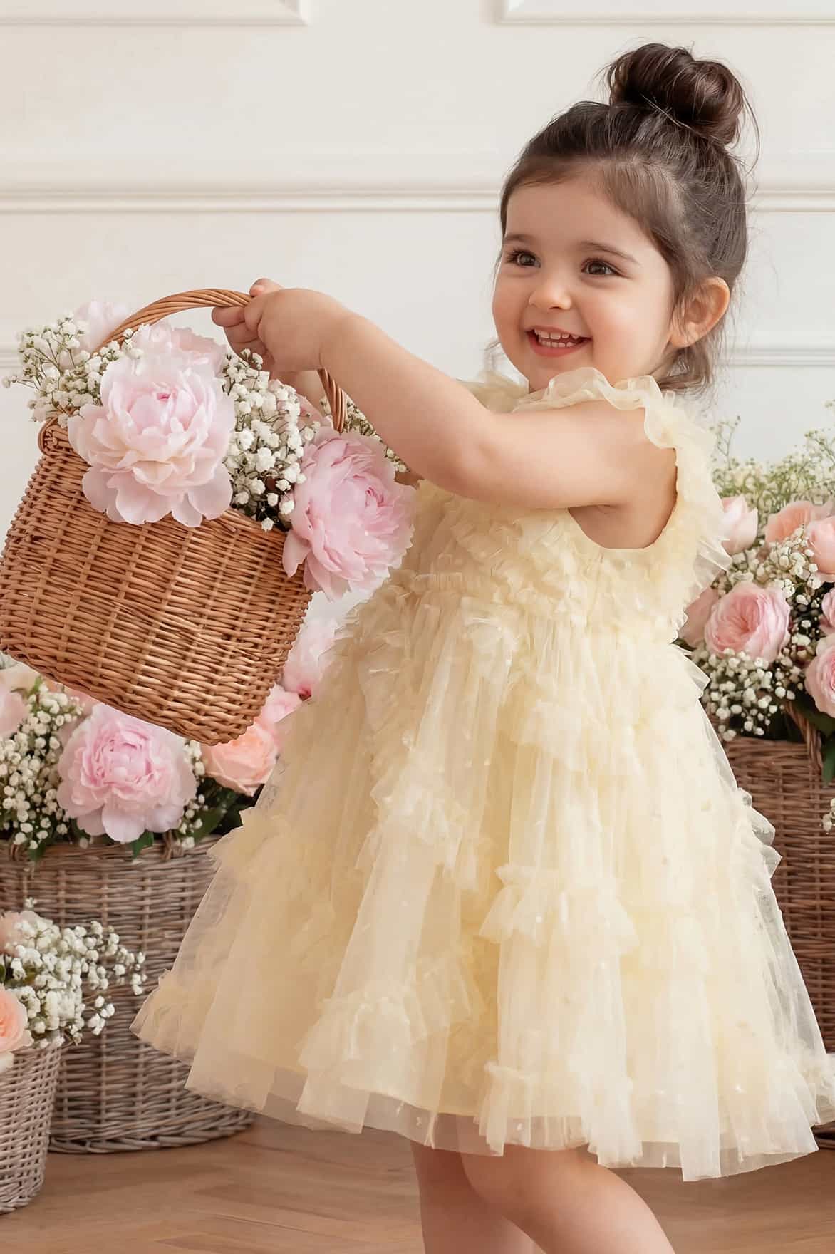yellow dress newborn Take me home Outfit There is a removable bow on the back of the waistband Shop Baby Girl Tulle Yellow