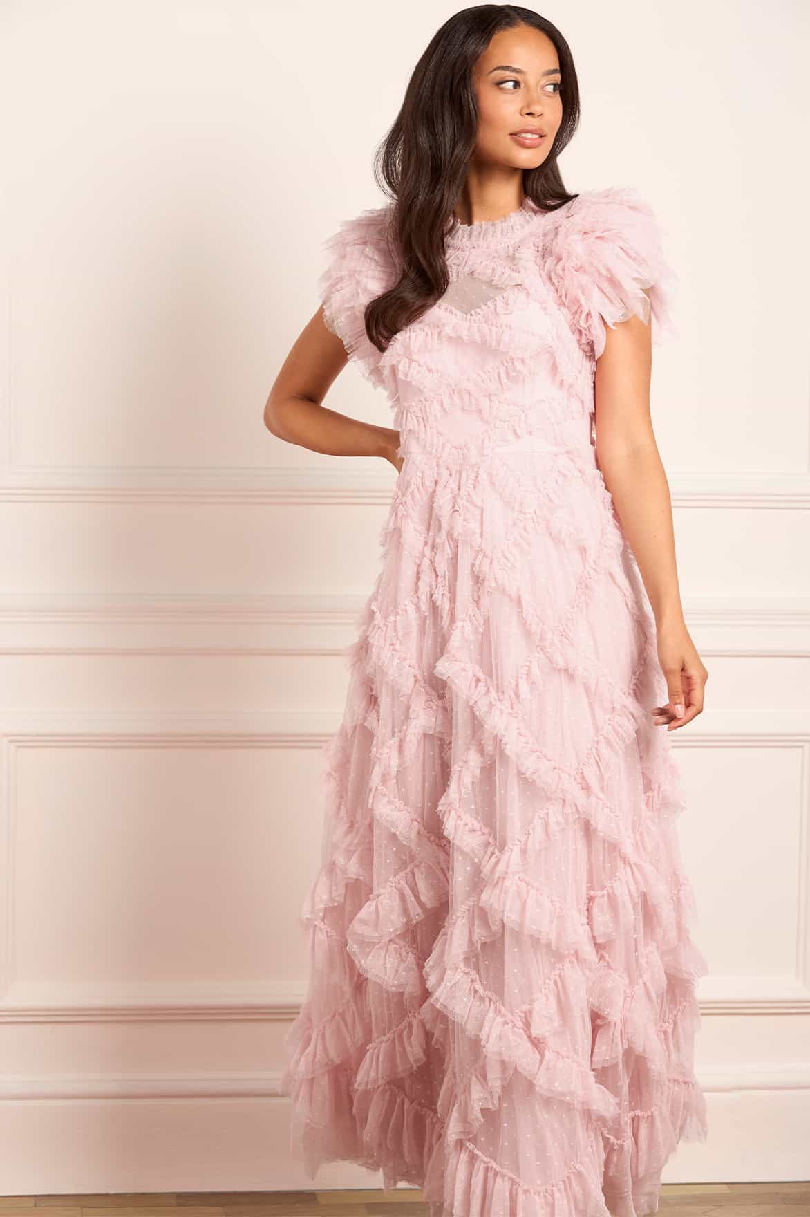 Genevieve Ruffle Gown Pink | Needle & Thread Genevieve Ruffle Gown Pink | Needle & Thread