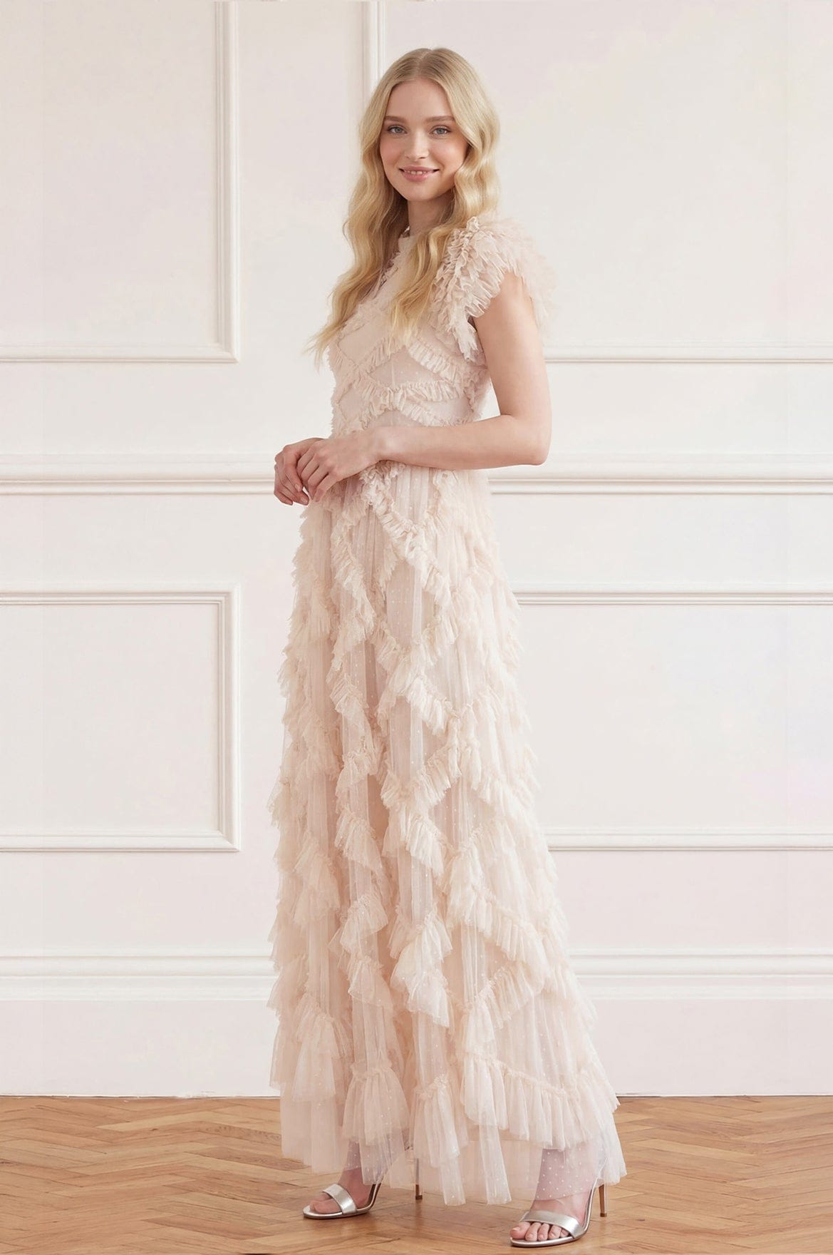 Genevieve Ruffle Gown Cream | Needle & Thread Genevieve Ruffle Gown Cream | Needle & Thread