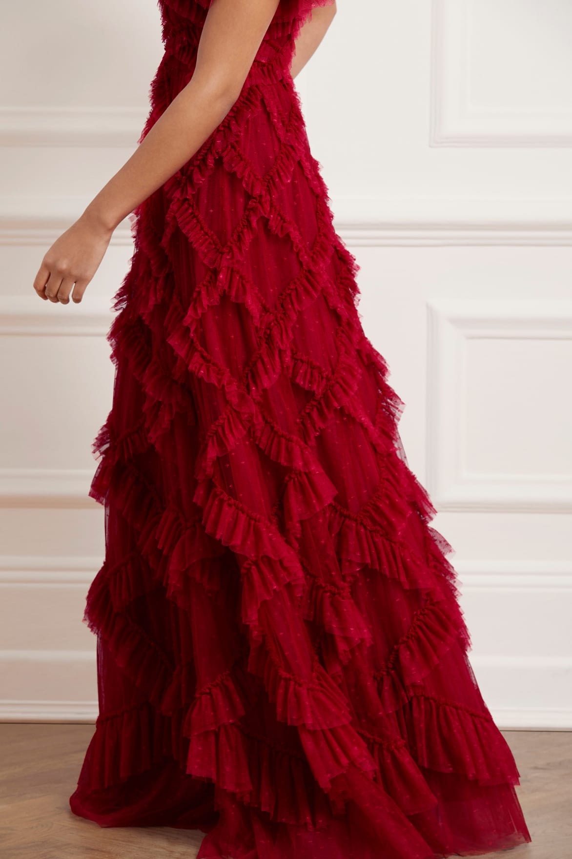 Genevieve Ruffle Gown – Red | Needle & Thread