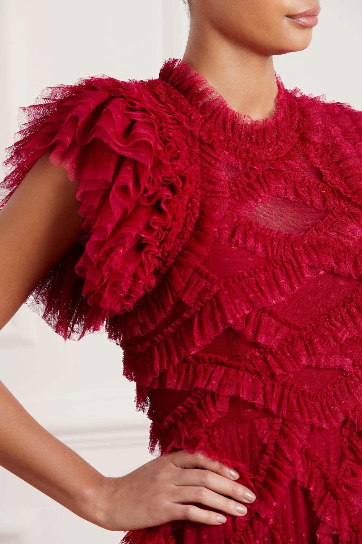 needle and thread red dress Genevieve Ruffle Gown Red