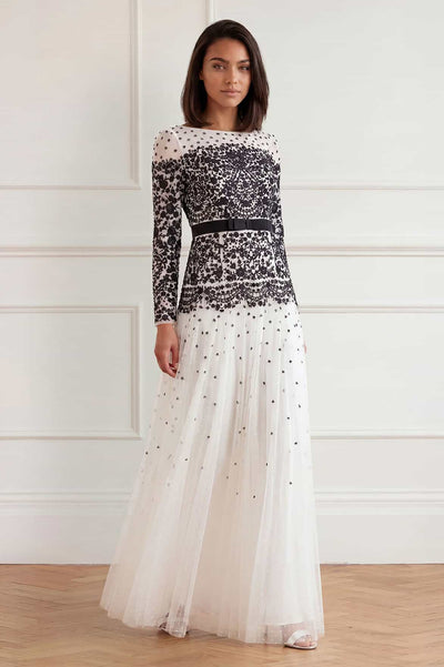 Gilded Lace Long Sleeve Gown