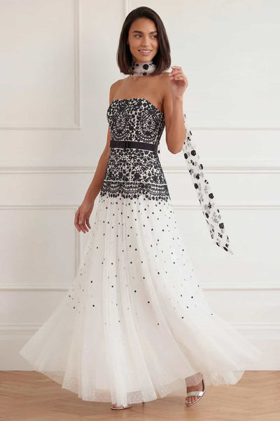 Gilded Lace Strapless Gown