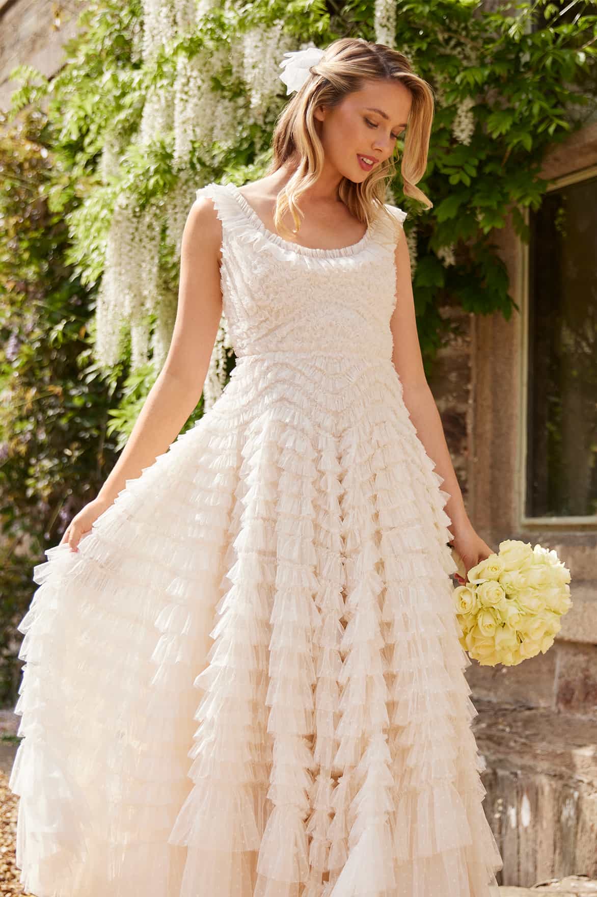 needle and thread cream dress Vivian V-Neck Gown