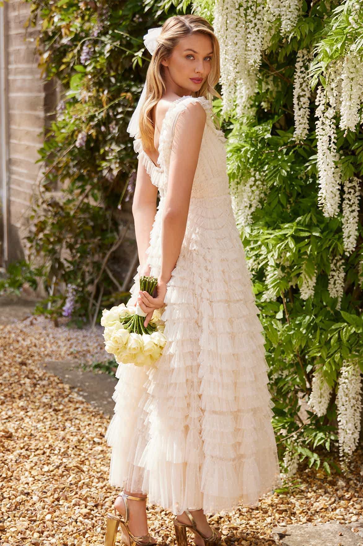 needle and thread ivory dress Vivian V-Neck Gown