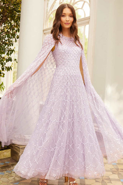 Heart Lattice Ankle Gown Purple Needle Thread