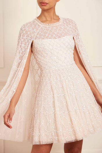 Heart Neckline Lace Mini Evening Dress