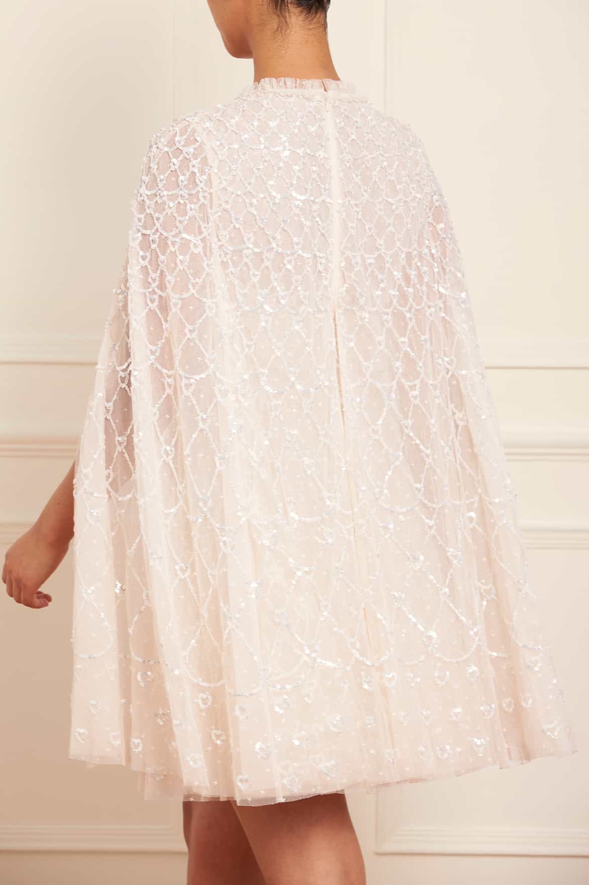 Heart Lattice Micro Mini Dress Cream | Needle & Thread Heart Lattice Micro Mini Dress Cream | Needle & Thread