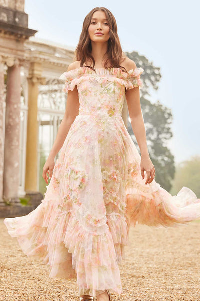 売れ筋商品|||ニードルアンドスレッド Tシャツ レディース トップス ROSE OFF SHOULDER - Top - moonshine/pink Rose Ditsy Lurex Off-Shoulder Top – Multi | Needle & Thread