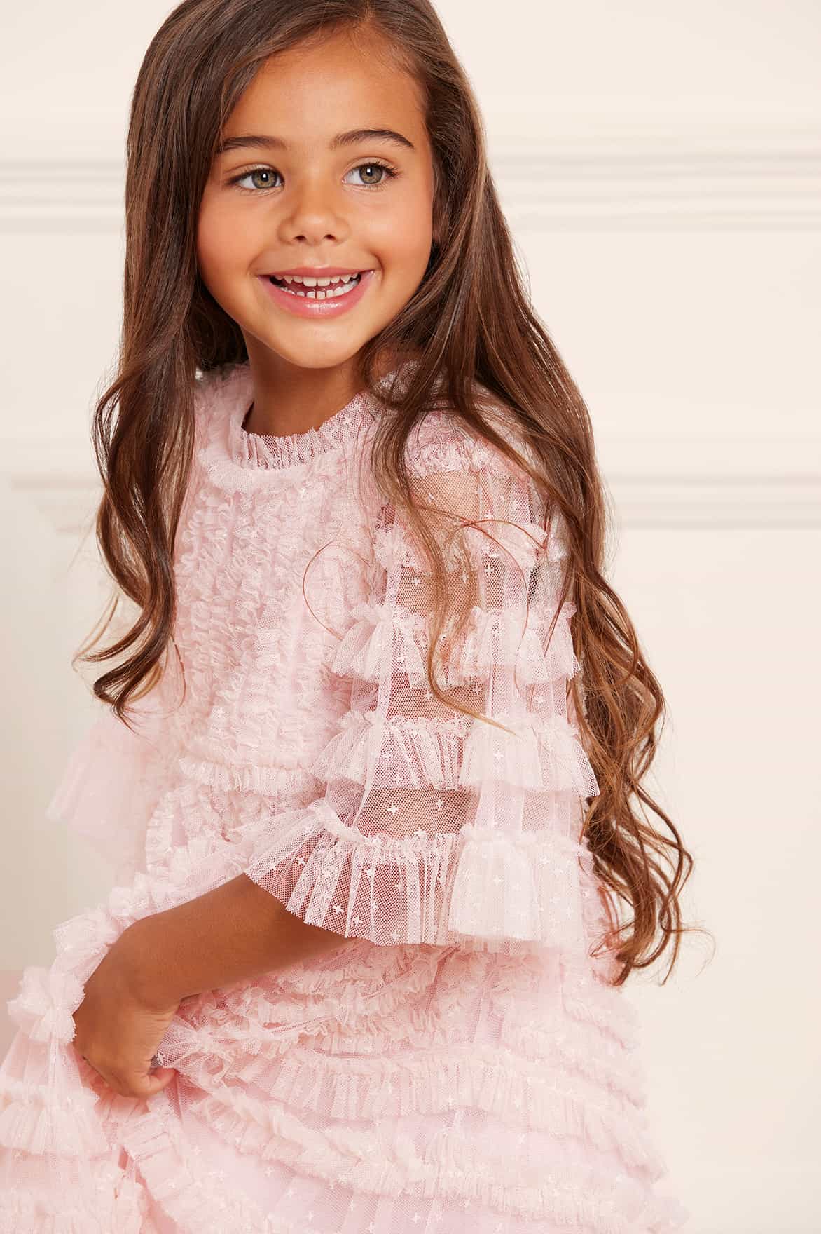 pink dress for kids Flower Girl Dress Children Easter Communion Dress Summer Pink Sequins Princess Dress, Pink / 3-4 Years (110cm)