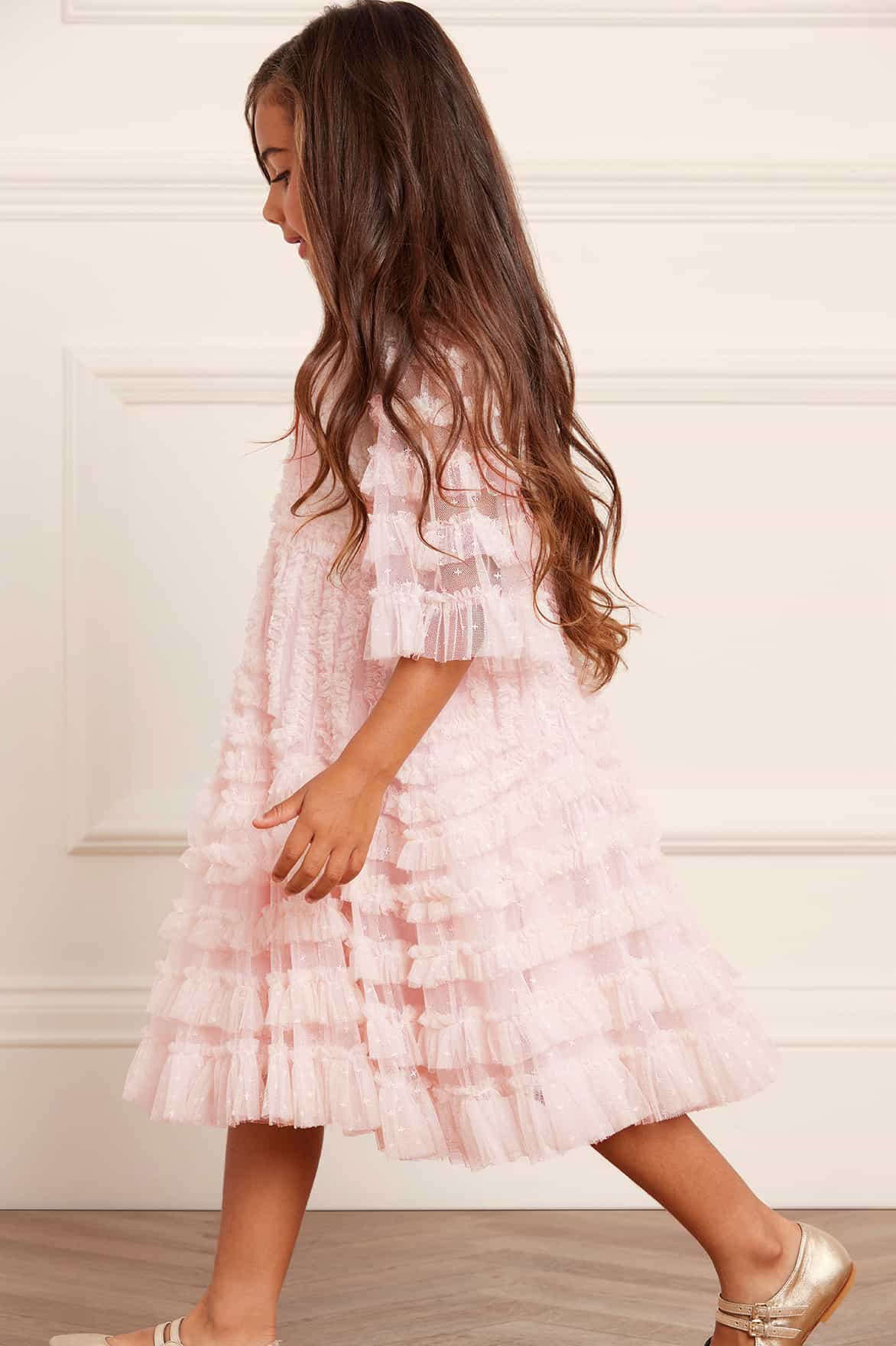 pink childrens dress Flower Girl Dress Children Easter Communion Dress Summer Pink Sequins Princess Dress, Pink / 3-4 Years (110cm)