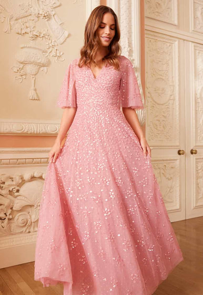 LEILADOTV-NECKCAPEANKLEGOWN-