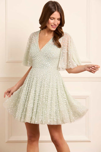 LEILADOTV-NECKCAPEMINIDRESS-