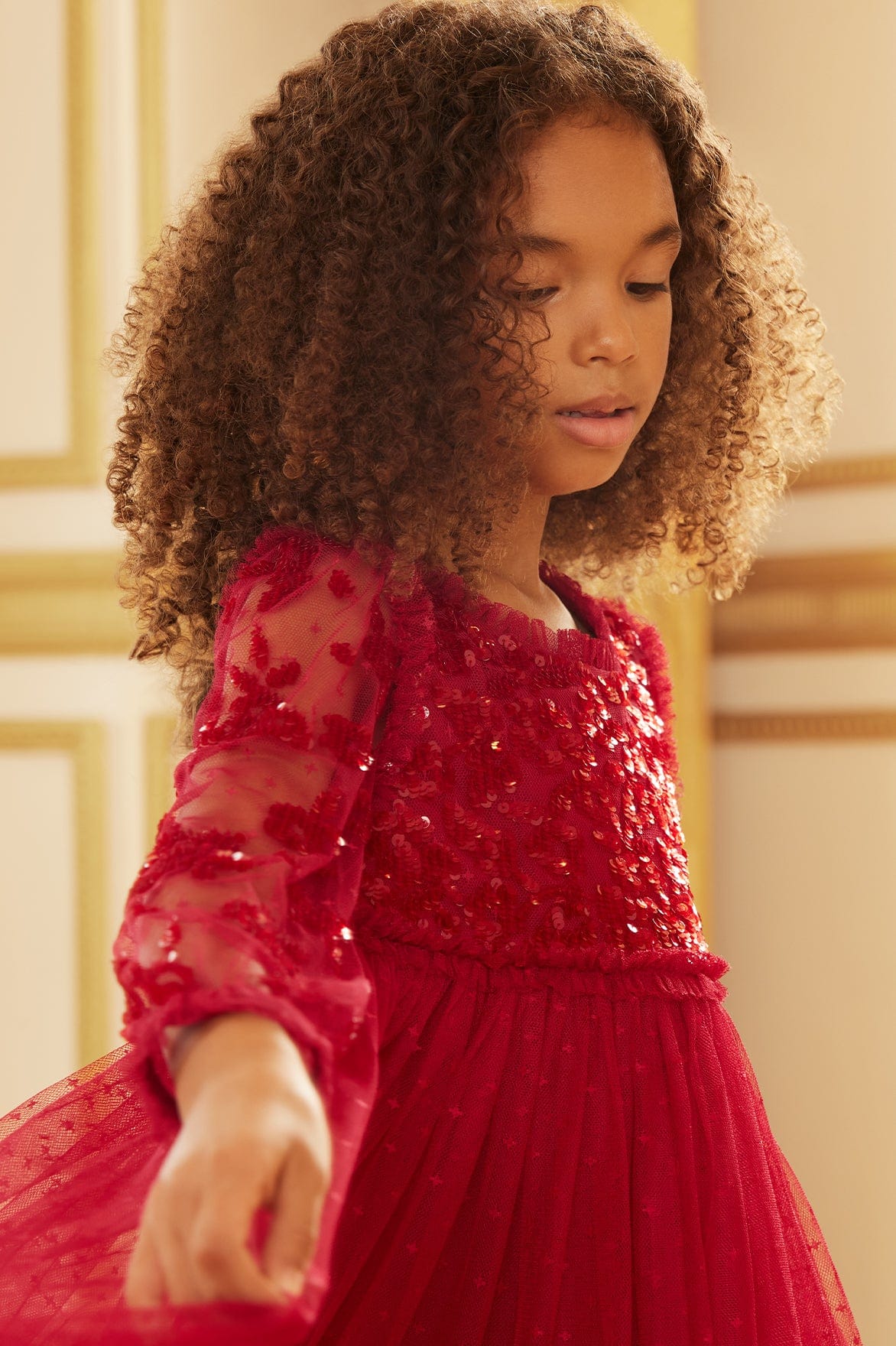 Lilybelle Long Sleeve Kids Dress – Red | Needle & Thread