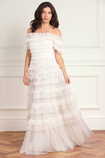 Lisette Ruffle Off-Shoulder Gown