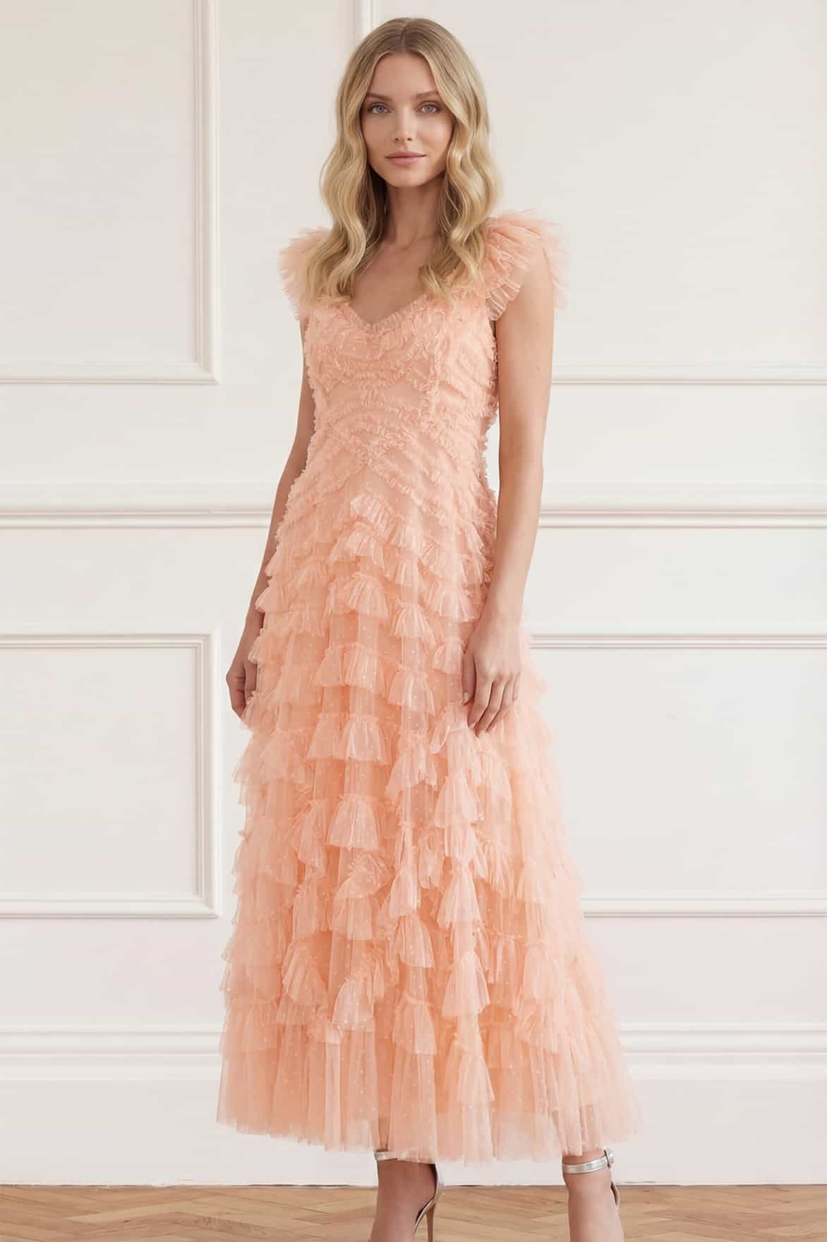blush backless dress Skyraze Women's Backless Bow Tie Ruffle Princess Dress,Blush Pink,Summer,Cottage Core,Formal,Tea Party,Holiday,Wedding Guest,Elegant Graduation Prom Dresses