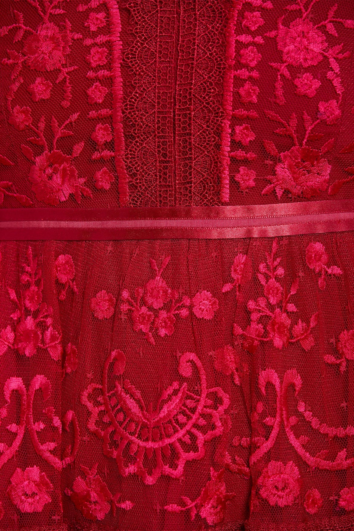 Red lace fabric