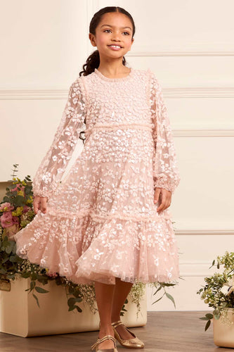 5t long sleeve dresses Maeva Kids Dress – Pink model info needed Elegant Checkered Party Dress ensuring your child stands Color:As in the photo (Ivory)