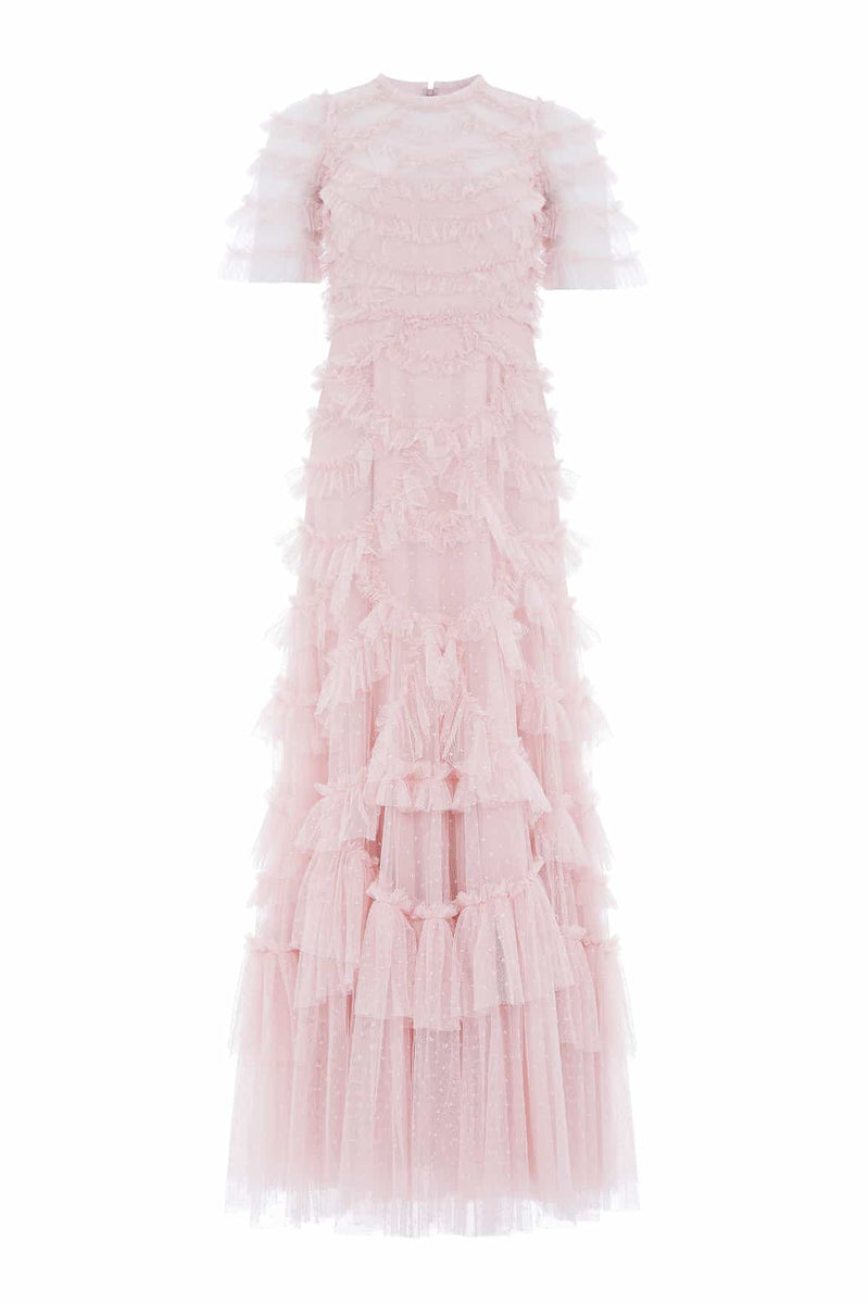 Marilla Ruffle Gown – Pink | Needle & Thread