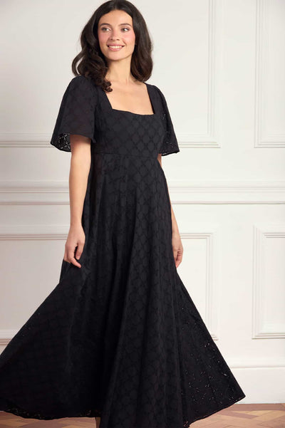 Marisol Cotton Broderie Short Sleeve Ankle Gown