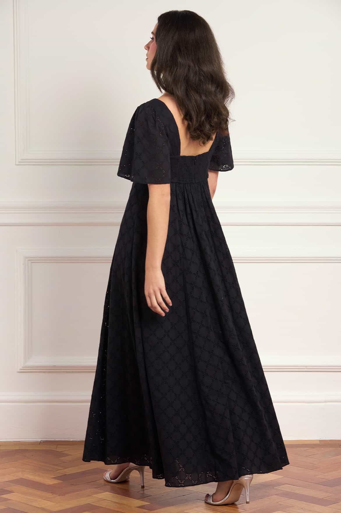 Marisol Cotton Broderie Short Sleeve Ankle Gown