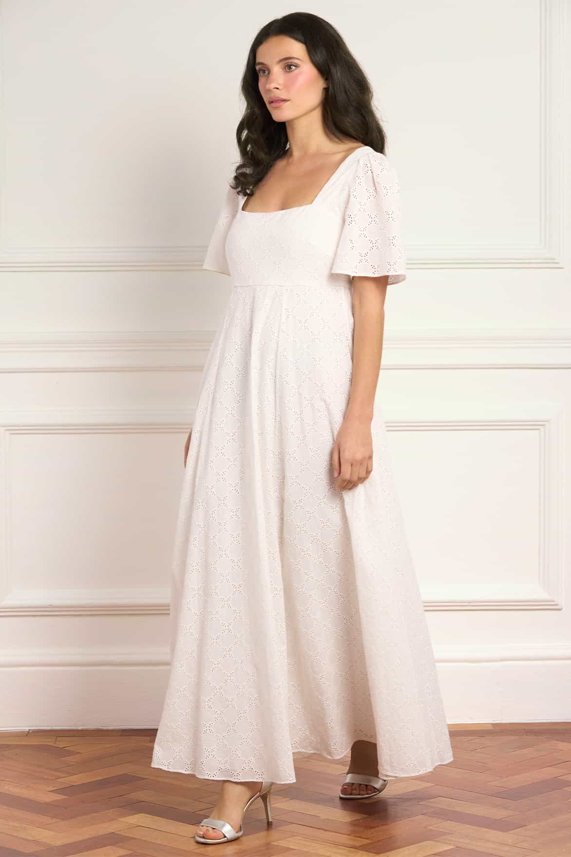 white cotton broderie dress White Cotton Broderie Bow Mini Kapri Dress XXL