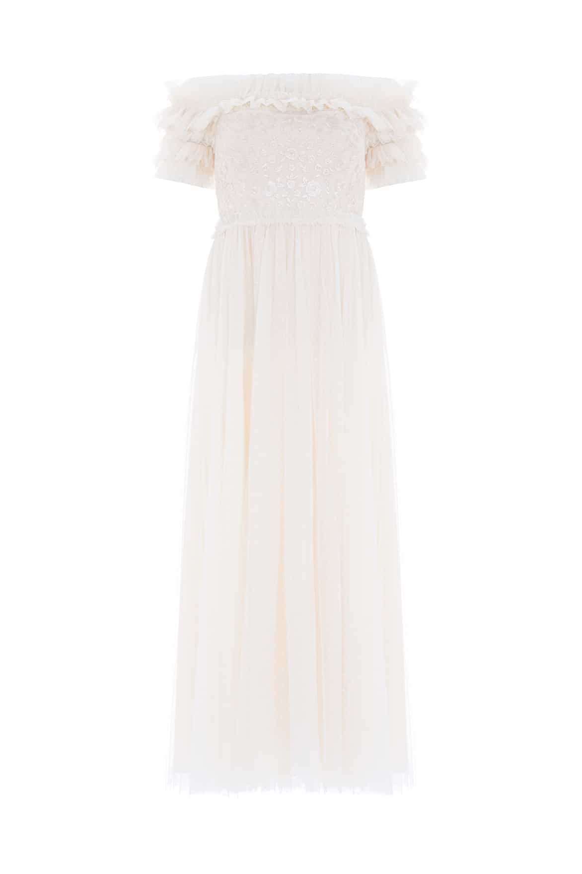 Midsummer Lace Bodice Off-Shoulder Ankle Gown Cream | Needle & Thread Midsummer Lace Bodice Off-Shoulder Ankle Gown Cream | Needle & Thread