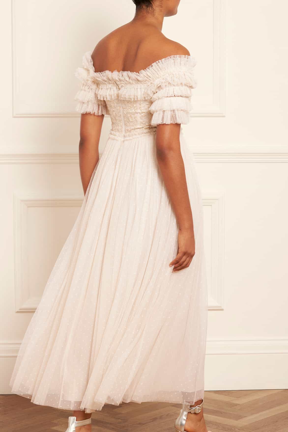 Midsummer Lace Bodice Off-Shoulder Ankle Gown Cream | Needle & Thread Midsummer Lace Bodice Off-Shoulder Ankle Gown Cream | Needle & Thread