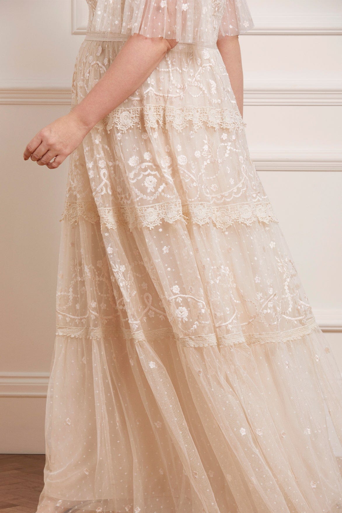 Midsummer Lace Round Neck Gown Cream | Needle & Thread Midsummer Lace Round Neck Gown Cream | Needle & Thread