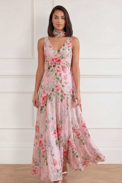 Palace Garden Jacquard V-Neck Gown