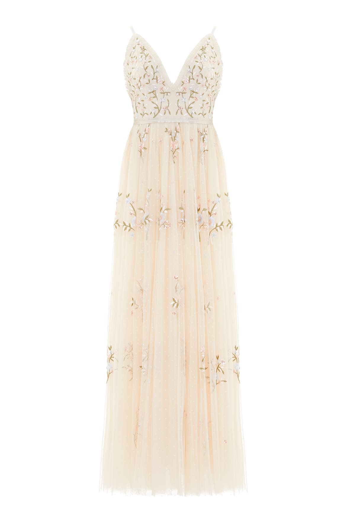 needle and thread champagne dress Midsummer Lace Gown Cream