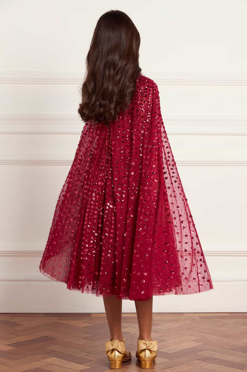 Raindrop Cape Kids Dress Red | Needle & Thread Raindrop Cape Kids Dress Red | Needle & Thread