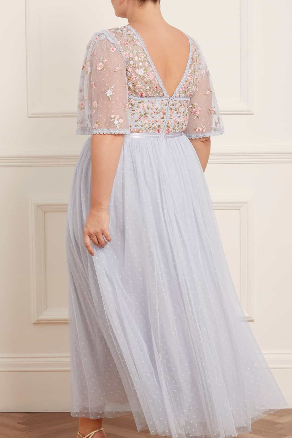 Light Pink Net Gown Embellished with Beads and Mirror work|Gowns -Diademstore.com