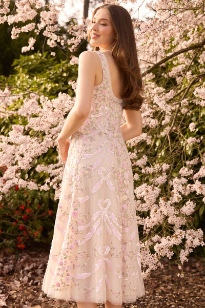 Ribbon Heart Scoop Neck Ballerina Dress